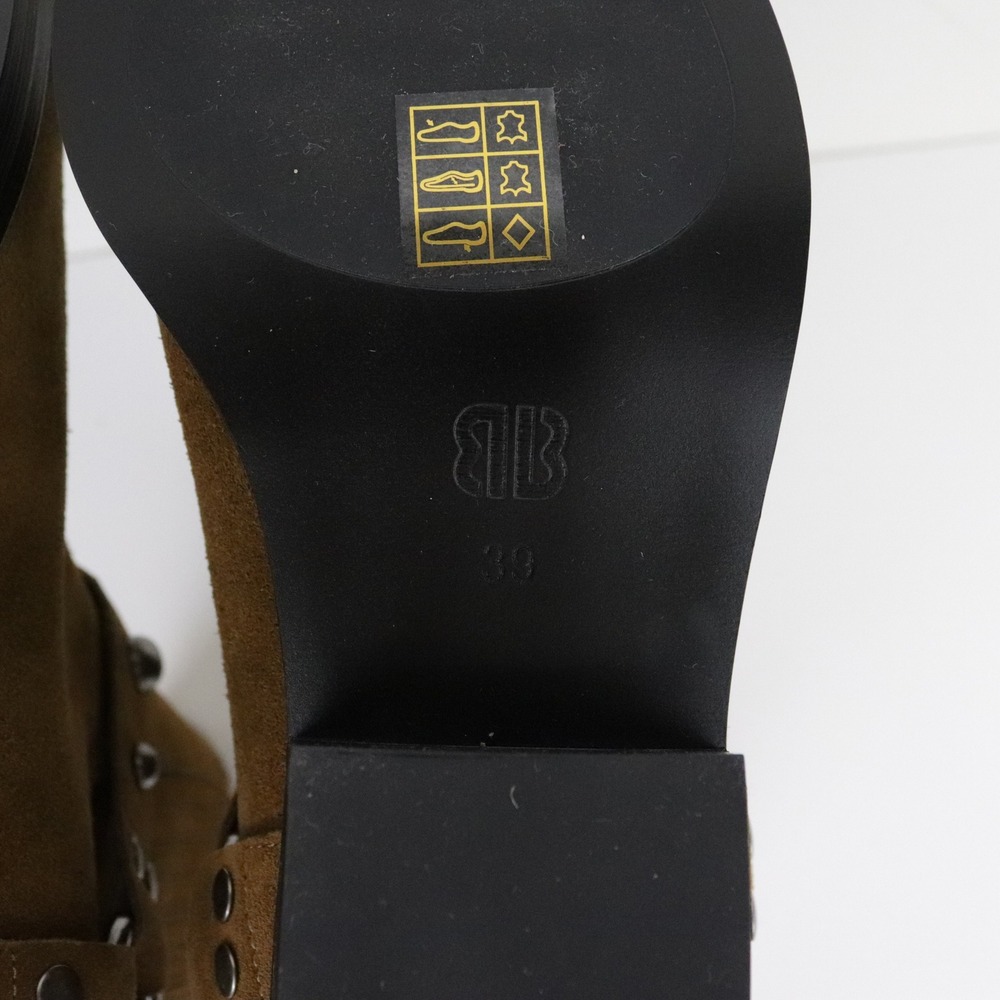 Anthropologie‎ Bibi Lou Moto Ankle Boots 39 Suede Square Toe - Picture 11 of 12